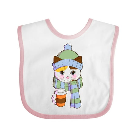 

Inktastic Cute Calico Cat in Scarf and Hat Boys or Girls Baby Bib