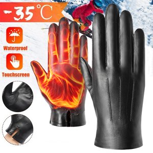 Windproof Gloves Winter Gloves Leather Gloves Driving Leather Gloves Winter Warm Gloves Winter Gloves Men Women Cycling Gloves Touch Screen Windproof Warm Gloves Cold Weather(L)