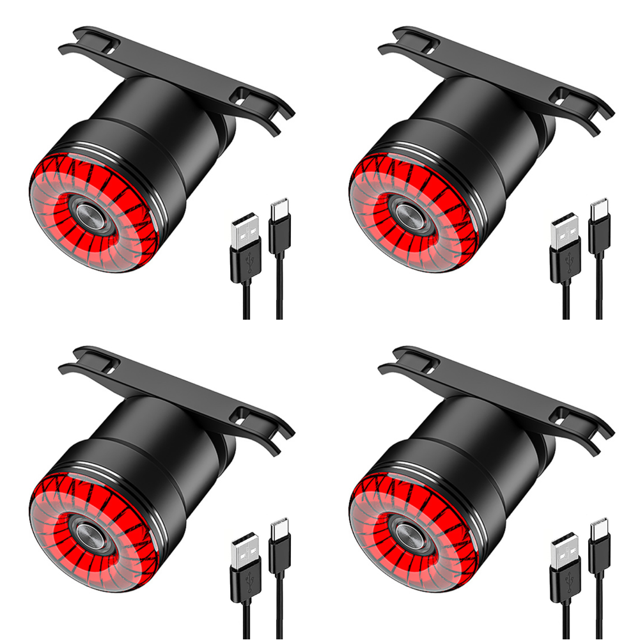 Bicicleta cola LED luz trasera 5 modos recargable luz trasera roja