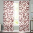 thumbnail image 3 of Farmhouse Red Semi Sheer Curtains 72 Inch Length 2 Panels Set, Vintage Flower Leaf Botanical Plant Sheer Kitchen Curtain Privacy Voile Window Curtain for Living Room Bedroom Rod Pocket Drapes, 3 of 7