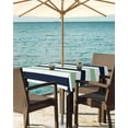 thumbnail image 3 of Hokiten Outdoor Tablecloths with Umbrella Hole & Zipper, Light Green Navy Blue Striped 60x60 Inch Square Tablecloths, Farmhouse Stripe Art Waterproof Table Cloth, Patio/Pool/Picnic Table Covers, 3 of 7