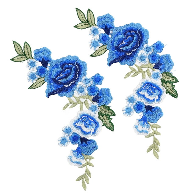 Embroidery Patch,2pcs Flower Patch Blue Flower Embroidery Patch Sewing Embroidery Patch Ultimate Comfort