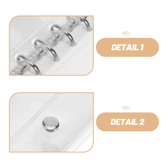 LOLIPPYY Clear PVC Pocket Binder Notebook with Button Closure, Portable Organizer for School, Office, and Daily Use