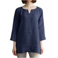 thumbnail image 1 of Hauts pour Femmes Manches Longues Tunique en Coton Lin Blouse Décontractée Coupe Ample Chemises, 1 of 6