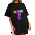 thumbnail image 1 of RKSTN T-Shirt Fierté Femme T-Shirt Graphique Arc-en-Ciel T-Shirt Imprimé LGBT Égalité Amour Gagner Col Rond Manches Courtes Hauts, 1 of 7