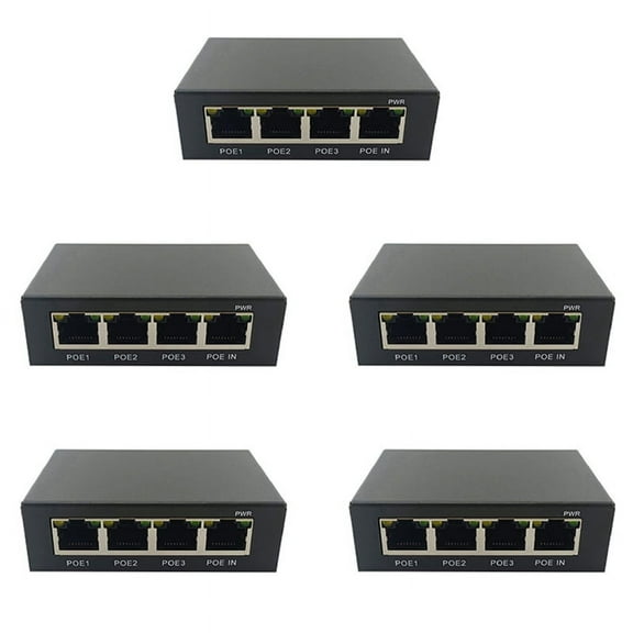 5X 4 Port Gigabit POE Extender 100/1000M Network Switch Extender IEEE802.3Af/At Plug&Play for PoE Switch NVR IP Camera