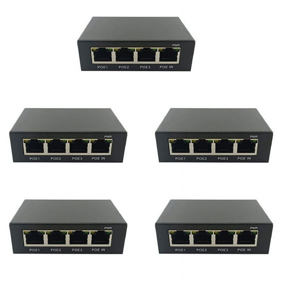 Extendeur de POE Gigabit 5X 4 Ports 100/1000M Interrupteur Réseau Extendeur IEEE802.3Af/At Plug&Play pour POE Switch NVR Caméra IP,5 * Extendeur de POE,Noir
