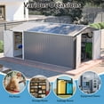 thumbnail image 5 of 14X10FT Outdoor Steel Storage Shed with 3 Lockable Door, Utility Garden Shed with 4 Air Vents and Sloped Roof, Weather Resistant Organization for Garden, Lawn, Gray, 5 of 9