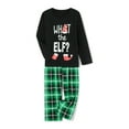 thumbnail image 4 of Family Matching Christmas Pajamas, Elf Letter Print Long-Sleeve Tops + Plaid Pattern Trousers Glow at Night Sleepwear, 4 of 10