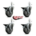 thumbnail image 2 of 4 Inch Thermo Rubber Swivel 7/16 Inch Grip Ring Stem Caster Set with Brake, 2 of 2
