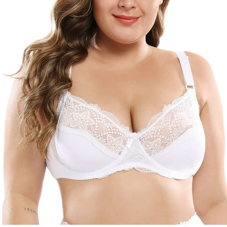 Womens Plus Size Full Coverage Underwire Unlined Minimizer Lace Bra Sky  Blue 38H