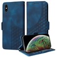 thumbnail image 2 of ELEHOLD For iPhone XS/X Leather Wallet Phone Case, Embossed Diamond Folio Flip Cover, Card Holder Cash Slot, Stand Support, Wrist Strap Lanyard -Blue, 2 of 10