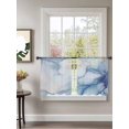 thumbnail image 2 of Sheer Curtains 45 Inch Length 2 Panels Set for Kitchen, Blue Marble Semi Sheer Curtains for Windows, Gradual Modern Abstract Art Voile Window Treatments Rod Pocket Curtain, 2 of 7