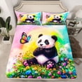 thumbnail image 2 of Castle Fairy Child Teens Black White Panda Twin Sheet Sets,Kawaii Floral Butterfly Bedding, 2 of 7