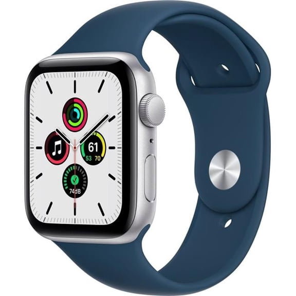 MKQ43LL-A 44 mm SE Space Silver Aluminum Case  Watch with Blue Sport Band