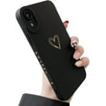 thumbnail image 4 of for iPhone XR Case(2018 6.1"), Side&Back Cute Plated Love Heart with Anti-Fall Lens Cameras Cover Protection Soft TPU Shockproof Anti-Fingerprint Phone Cases for Women Girls Men,Black, 4 of 4