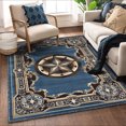 thumbnail image 1 of Allstar 8x10 Traditional Accent Rug in Light Blue with Chocolate Western Texas Star Design (8' x 10'), 1 of 9
