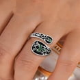thumbnail image 2 of LICEWO Nature Themed Adjustable Leaf Shaped Ring Green Marble Stone Vintage Jewelry Art Nouveau Spoon Ring For Everyday Wear, 2 of 8