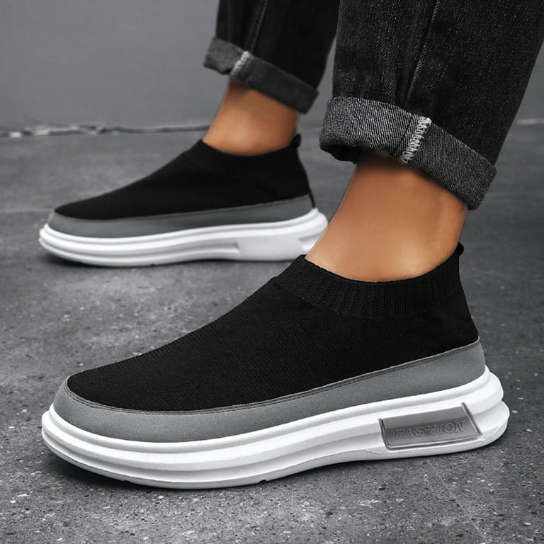nsendm Mens Casual Shoes Size 15 Wide Walking Shoes for Women Arch Support Slip On Mens Dress Casual Shoes Mid Shoes Black 9