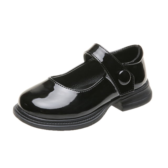 Wdgfv Chaussures de Robe d'Uniforme Scolaire pour Filles, Bout Rond, Formelles, Souples, Mary Jane, Chaussures à Bride en Forme de Cœur avec Diamant, Ballerines Noires, 7,5-8 Ans