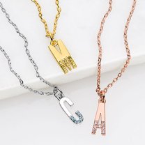 Personalized Planet Women's Bold Initial Birthstone Necklace