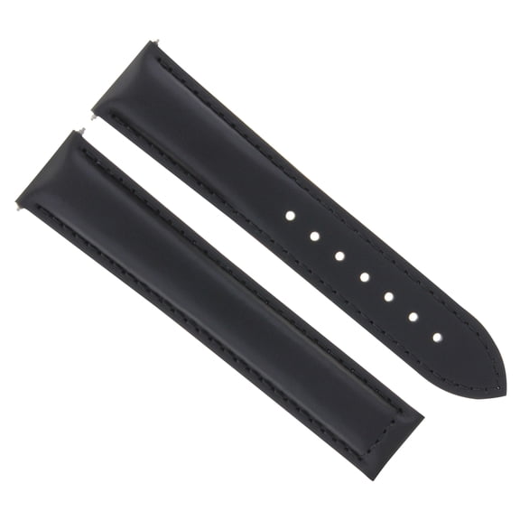 18MM LEATHER STRAP WATCH BAND CLASP FOR OMEGA SEAMASTER SPEEDMASTER MOON BLACK