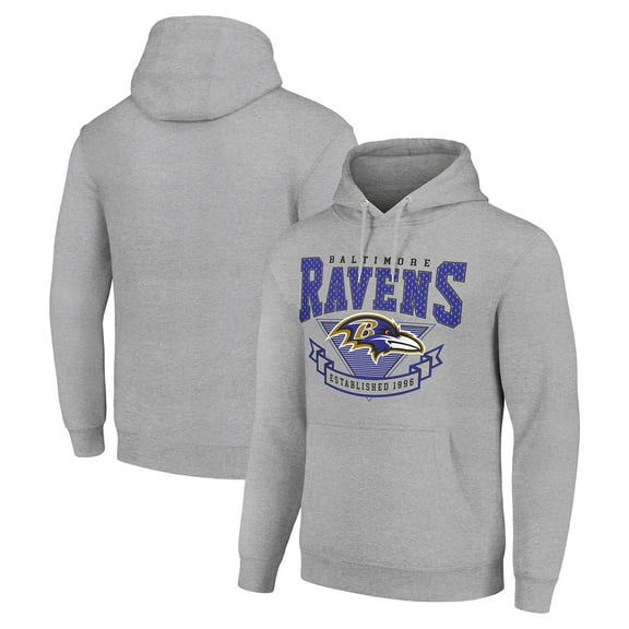 Men's Starter Heather Gray Baltimore Ravens -80s Inspired Pullover Hoodie