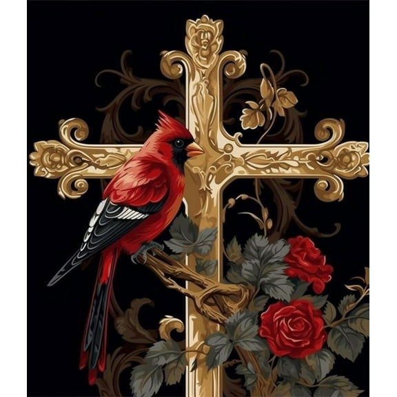 Paint by Number for Adult Kit,Cross (2), DIY Acrylic Paint by Numbers for Adults Beginner Oil Painting by Number on Canvas for Home Wall Decor 16x20inch-