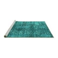 thumbnail image 2 of Ahgly Company Machine Washable Indoor Square Oriental Turquoise Blue Industrial Area Rugs, 3' Square, 2 of 4