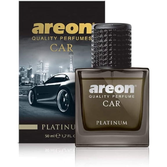 Areon Car Perfume 1.7 fl oz (50 ml) Glass Bottle Air Freshener, Scent Spray for Car, Home & Office, Platinum