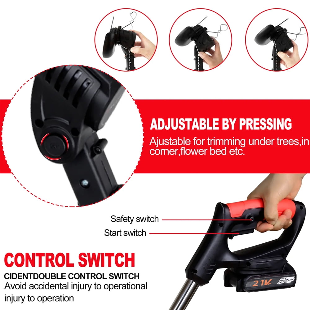 Paddsun Cordless Weed Wacker, 21V Lawn Mower with 2000mAh Battery