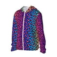 thumbnail image 3 of Goofa Leopard Neon Rainbow Gradient Printed Women's UPF 50+ Sun Protection Hoodie Jacket Lightweight Long Sleeve Sun Shirt for Women with Pocket Hiking Outdoor-Large, 3 of 9