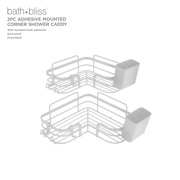 Bath Bliss 4 Piece Adhesive Corner Shelf Caddy Set in White