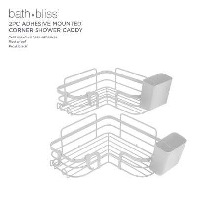 Bath Bliss 4 Piece Adhesive Corner Shelf Caddy Set in White