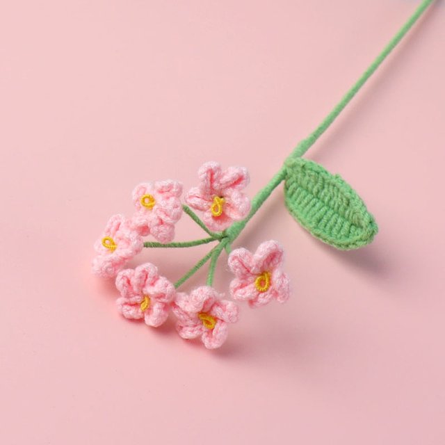 Tuitoonm Handmades Bouquet Simulation Flower Artificial Flowers Plastic Forget-Me-Not Faux Bouquets Touch DIY Home Decor Table Wedding Decoration Office Garden Knit Flowers