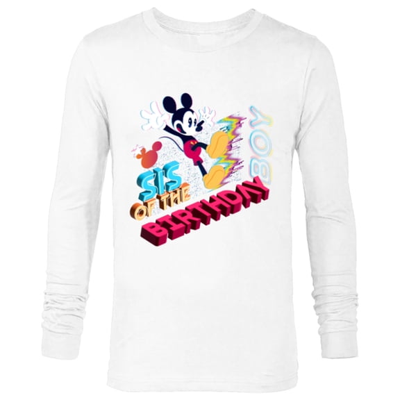 Disney Mickey Mouse Family Star Sis of the Birthday Boy - Long Sleeve T-Shirt for Men - Customized-White