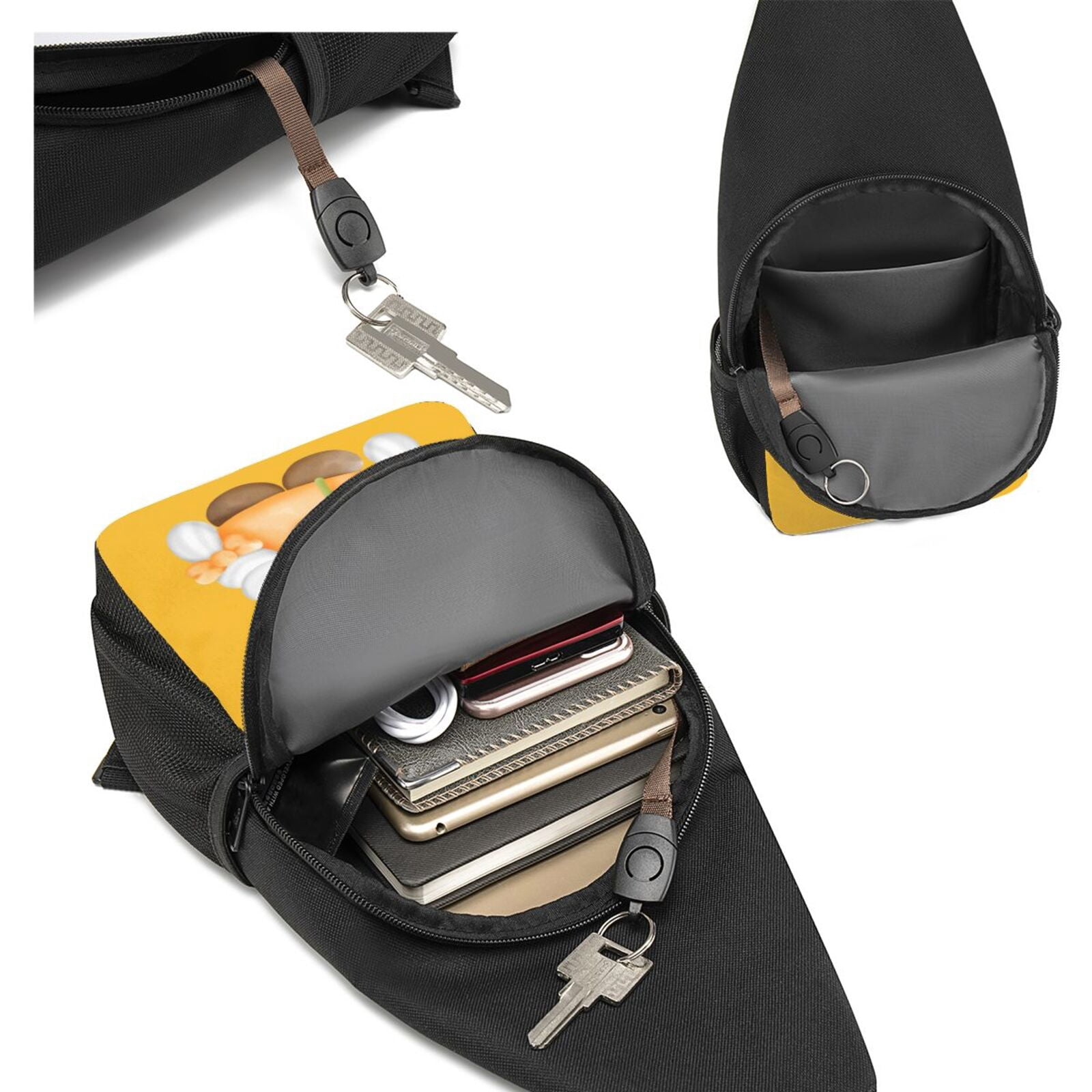 Xecao's Sunflower Gnomes 3 Print Sling Bag: A Versatile Chest, Shoulder, and Crossbody Backpack for Casual Days Out, Perfect for Both Men and Women