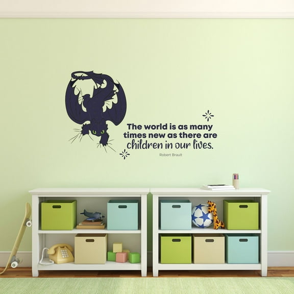 In Our Lives Toothless Dragon Quote Cartoon Quotes Decors Wall Sticker Art Design Decal for Girls Boys Kids Room Bedroom Nursery Kindergarten Home Decor Stickers Wall Art Vinyl Decoration (20x40 inch)