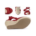 thumbnail image 2 of BLISSFUL STEP Lace Up Espadrilles Wedges Heels Sandals for Women Red 10, 2 of 6