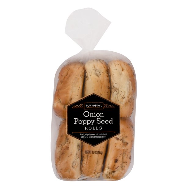 Marketside Onion Poppy Seed Rolls, 15 oz, 6 Count