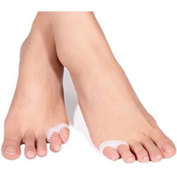 Two Hole Gel Small Toe Separator (12 PACK) - Little Toe Spacer for Overlapping Toe -Toe Corrector for Little Toe Bunion Pain - UNISEX - Foot Care (Double Loop Toe Separator)