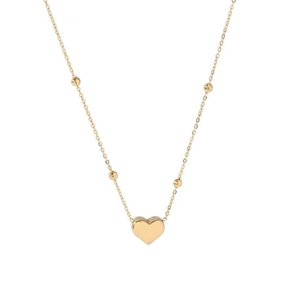 Dainty Gold Heart Necklace for Women – Tiny Love Heart Pendant, 18K Gold-Plated Stainless Steel, Adjustable Chain, Cute Necklaces for Women