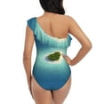 thumbnail image 5 of Gaeub Paradise Island Women's One Shoulder Ruffle Tummy Control Swimwear for Swimming Surfing Beach Party - Large, 5 of 8