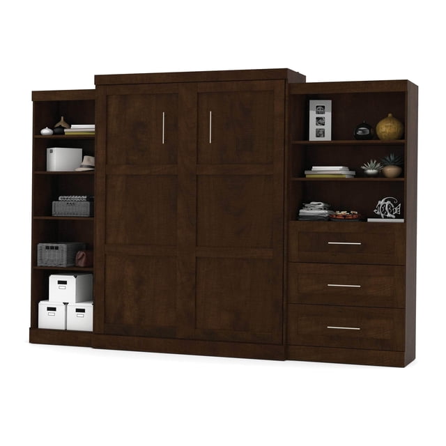 Bestar Pur Lit Escamotable Grand Rabattable Mural et 2 Unités de Rangement avec Tiroirs (126”) - Offert en 2 Couleurs