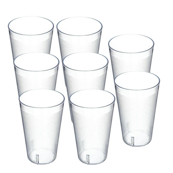 Topboutique 12 oz Plastic Cup 8 Pack Clear Drinking Glasses Frosted Drink Tumblers Shatterproof Cups Stackable Water Cups for Resistant Home Kitchen,Dishwasher-Safe,BPA-Free