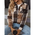 thumbnail image 3 of Weardear Women's Cropped Casual Jacket Flannel Fall Outwear Jacket Plaid Button Down Coat, 3 of 5