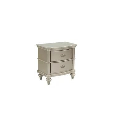 Silver Color 1pc Nightstand 2-Drawers Storage Bedside Table Bedroom Nightstand