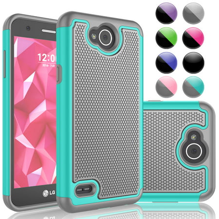 LG X Power 2 Case, LG V7 Cover,LG Fiesta LTE Cute Case,Rugged Rubber [Turquoise] Plastic Scratch Resistant Defender Shock Absorbing Cover Cases For LG K10 Power