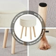 thumbnail image 3 of Storage Ottoman Foot Stool Teddy Velvet Round Vanity Stool Tray Top Footstool with Wood Legs Upholstered Foot Rest Ottoman for Living Room, Bathroom, Makeup (White), 3 of 16