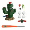 thumbnail image 4 of 360° Roating Spray Water Sprinkler Baseball Toy Set with 2 Sprinkler Heads,  2 in 1 Splash T Ball Game Sprinkler for Kids Outdoor Play (Cactus), 4 of 6